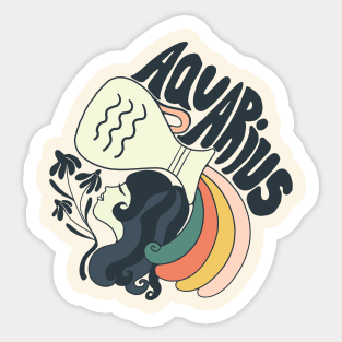 70s Aquarius Horoscope Illustration Sticker